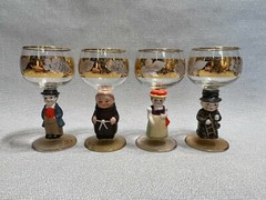 Vintage Set of 4 Goebel Hummel Figurine Stem Liqueur Wine Glasses, W Germany