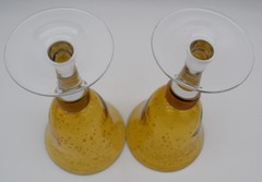 ARTLAND Amber Iris Bubbles Hand Blown Water Goblet Wine Glass Set of 2 G41