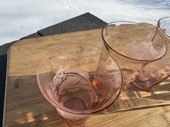 Cambridge Glass Co CHRYSANTHEMUM Etch Pink 11 oz Beverage Tumbler 4-7/8”~4 Pc