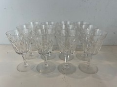 Vintage Stuart Abbey Clear Cut Glass Set of 12 Water Goblets