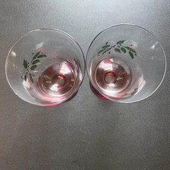 Vintage GORHAM Festive Holly Goblets / All Purpose Glass – Set of 2