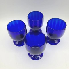 Vintage Morgantown Ribbed Optic Colbalt Footed Glass Tumbler Cordial Liquor – 4