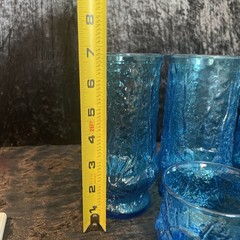 Vintage Anchor Hocking Rainflower Laser Blue Tumbler Glasses, Set of 15 Cups