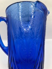 Hazel Atlas Cobalt Blue Depression Glass Royal Lace Water Drinks Barware Ice Lip