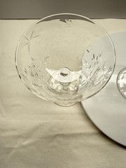 VTG Libbey Rock Sharpe Optic Fernwood Cut #2010 Champagne Sherbet set of 3