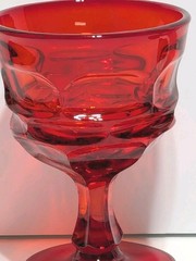 Set Of 2 Fostoria Argus Ruby Red Stemmed HFM Wine Glasses 4 7/8″ Vintage