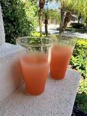 Vintage Blendo Orange Frosted Tumblers Gold Rim MCM Barware Glasses Set of 2