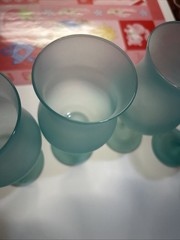 Set of 6 Vintage Libbey Z Stem Glasses Frosted Satin Pastel Wine Drinkware Party