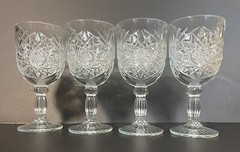4 Vnt Libby STAR OF DAVID Hobstar Starburst Goblets Glasses Water Wine 12oz 7.25