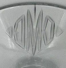 Set of 4 Seneca Cut Crystal Martini Glass Diamond & Panel Pattern, Monogram “M”
