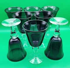 Artisan Purple Glass Wine Glasses Clear Stems Set Of 8