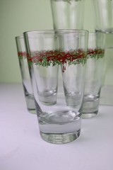 5 Radko Holiday Celebrations 15 oz Glassware Flat Cooler Glass Tumblers 5 7/8 «