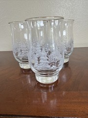 MCM Set Of 4 Libbey Christmas Frosted Pines Trees Tulip Tumblers