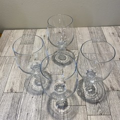 Vtg. Bohemia Crystal Claudia Prism Ball Stem Wine Glasses Set Of 4 8 Oz Elegant