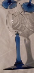 Vtg Lenox Crystal Wine Glasses Cobalt Blue Stem Drapped Swirl Gold Rim Set 10