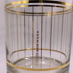Vintage Culver Gold Vertical Stripe Old Fashioned Lowball Rocks Glass