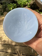 Set of 5 MINT Jeanette Glass Cherry Blossom Footed Juice Tumbler Delphite Blue