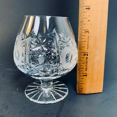 Vintage Diamond Cut CRYSTAL BRANDY CONGAC SNIFTERS Stars Pedestals Germany 3.5″