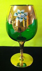 Antique Bohemian Emerald Glass Decorative Goblet