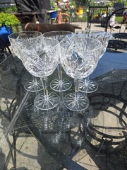 Gorham Rosewood Crystal Water Wine Glasses Contemporary Set Of 5