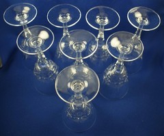 Cherbourg French Lead Crystal by W.M. Dalton 4 Unit No. 2 Wine Goblets
