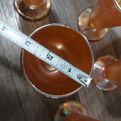 Vtg Set of 8 Carnival Glass Tumblers Marigold Orange Crackled Footed Juice Glass