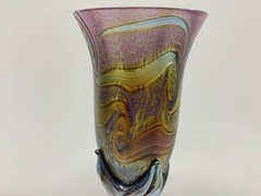 Australia Art Nouveau COLIN HEANEY GLASS Pair Wine glass Tall 8.8in Signed Rare!