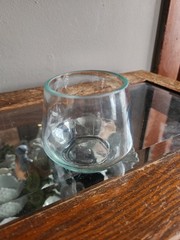 Vintage Clear Whisky or Stemless Wine Glass • 3″ Tall