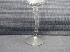 Nice Tall Crystal Wine Goblet with Palm Tree Design 9 1/8″t