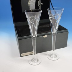 Waterford Crystal Waterford Wishes Love Romance – Pair Champagne Flutes in Box