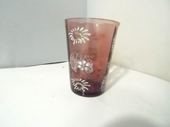 EAPG Amethyst Purple 4″ Tumbler with White Floral Decoration