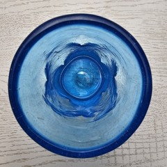 2 Blenko Turquoise Blue Glasses Crackle Dimple Pinched 6″ Vintage Tumblers READ