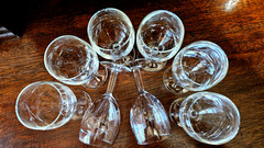 Set of 8 Vintage French Etched Crystal Cordial Glasses | Laurel Leaf | 4 7/8″