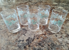 Corelle Coordinates Callaway Juice Glasses Green Ivy Set of 5 Vintage 6 Oz 4″