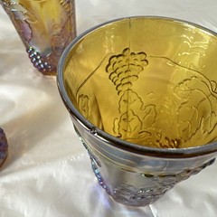 Vintage Indiana Glass Harvest Grape Marigold Carnival Drinking Glasses Set Of 5