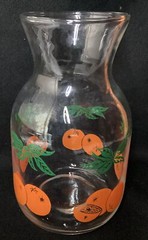 Vtg 1950s Federal Glass Handi-Serv Retro Orange Juice Carafe Pitcher Small Glass
