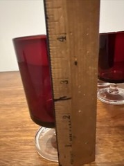6 Vintage ARCOROC Red Small Wine Glasses Clear Stems & Bases Made in France 4 oz