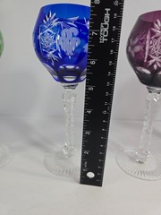 AJKA MARSALA WINE HOCK GLASSES CRYSTAL CLEAR BOHEMIA HUNGARY SET OF 4