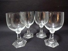 4PC MARIA ROSENTHAL CLASSIC ROSE CRYSTAL 5 5/8″ STEMWARE WHITE WINE GLASSES MINT