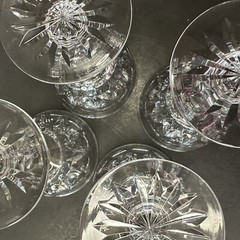 TUDOR Crystal Raleigh Champagne/Tall Sherbet Set of 4 Cut Dots & Lines, Star Cut