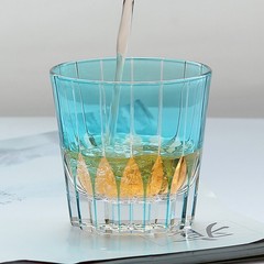Glass Tumbler Hand Cut Stars Design For Wedding/Party/Home Decor Sky Blue 320ml