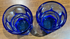 Vtg Fostoria Argus Blue Henry Ford Museum HFM Set of 4 Juice Glasses 2 7/8″