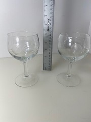 Set of 2 Vintage Wine Glasses Etched in Roses Clear Glass