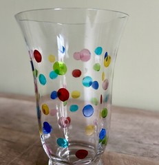 2 Colorful “Confetti” Etched Polka Dot Glasses Stimas Romania
