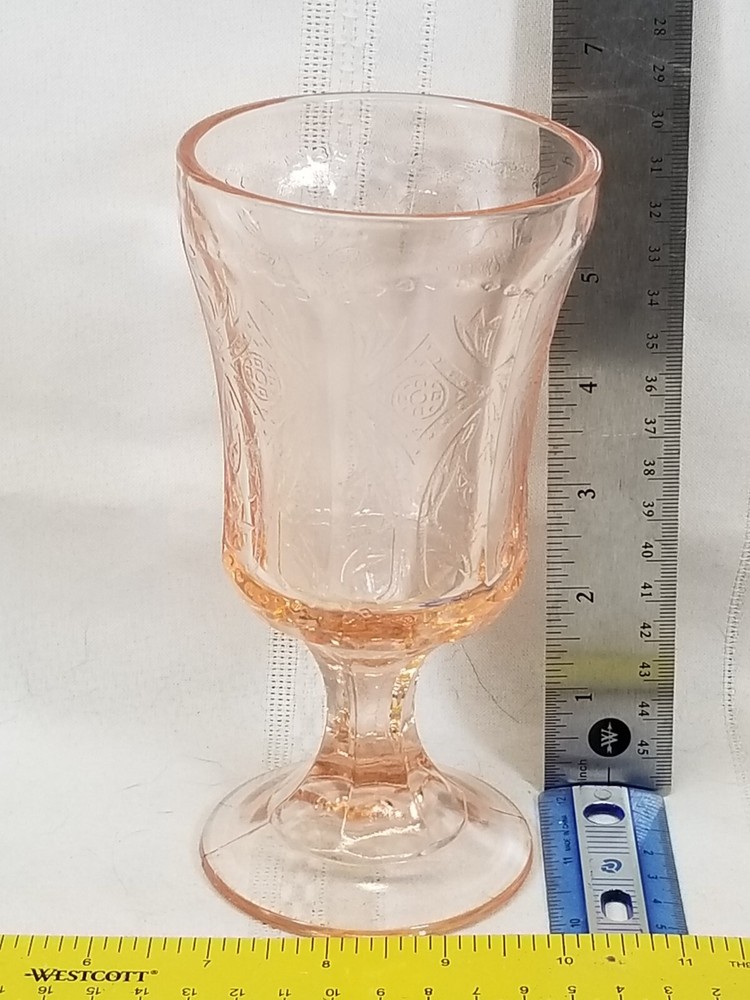 Vintage Indiana Glass Pink Recollection Madrid Water Wine Goblets