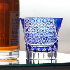 Japanese Style Crystal Glasses Whiskey Glass Hand Cut Dark Glass Blue 220ml/8oz