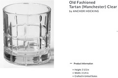 2 Old Fashioned Tartan (Manchester) Clear by Anchor Hocking 3 1/2″