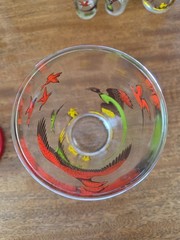 Hazel Atlas Pheasant Pitcher, 6 Glasses, 2 Shot Glasses, Shaker+lid & Ice Bucket