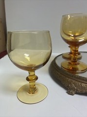 Vintage hand blown amber Italian Goblets. Set Of 9