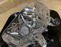 Vintage Heavy Cut Crystal Glass Dish Foot Bowl , Basket – Lot Of 2